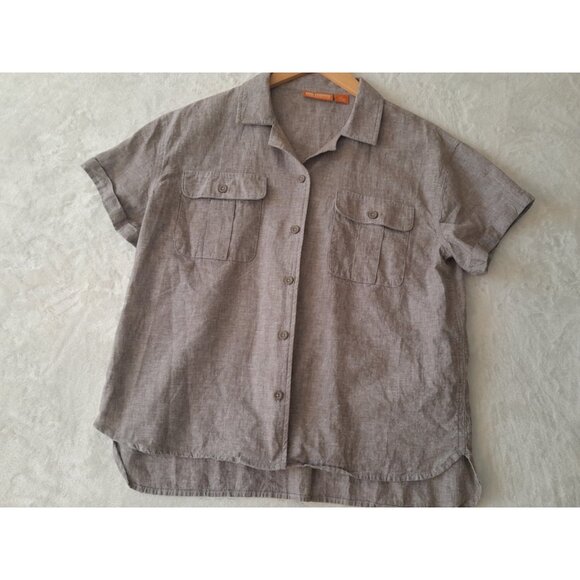 Reel Legends Womens Minimalist Linen Blend Casual Button Down Sz Large Shirt - Picture 3 of 9